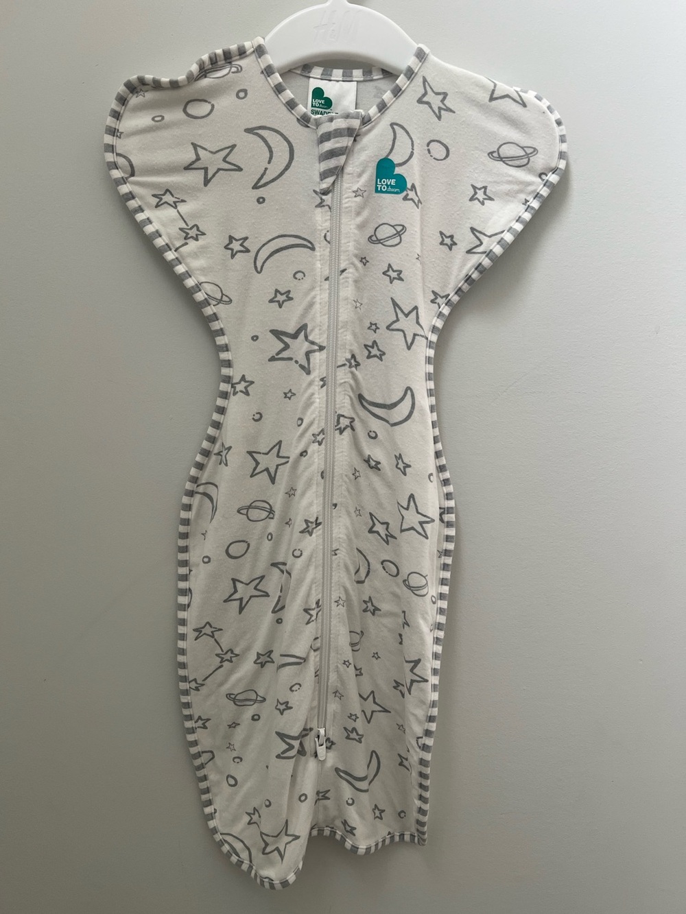 Love to Dream Grey Star & Moon Sleep Sack Swaddle Silky Lux